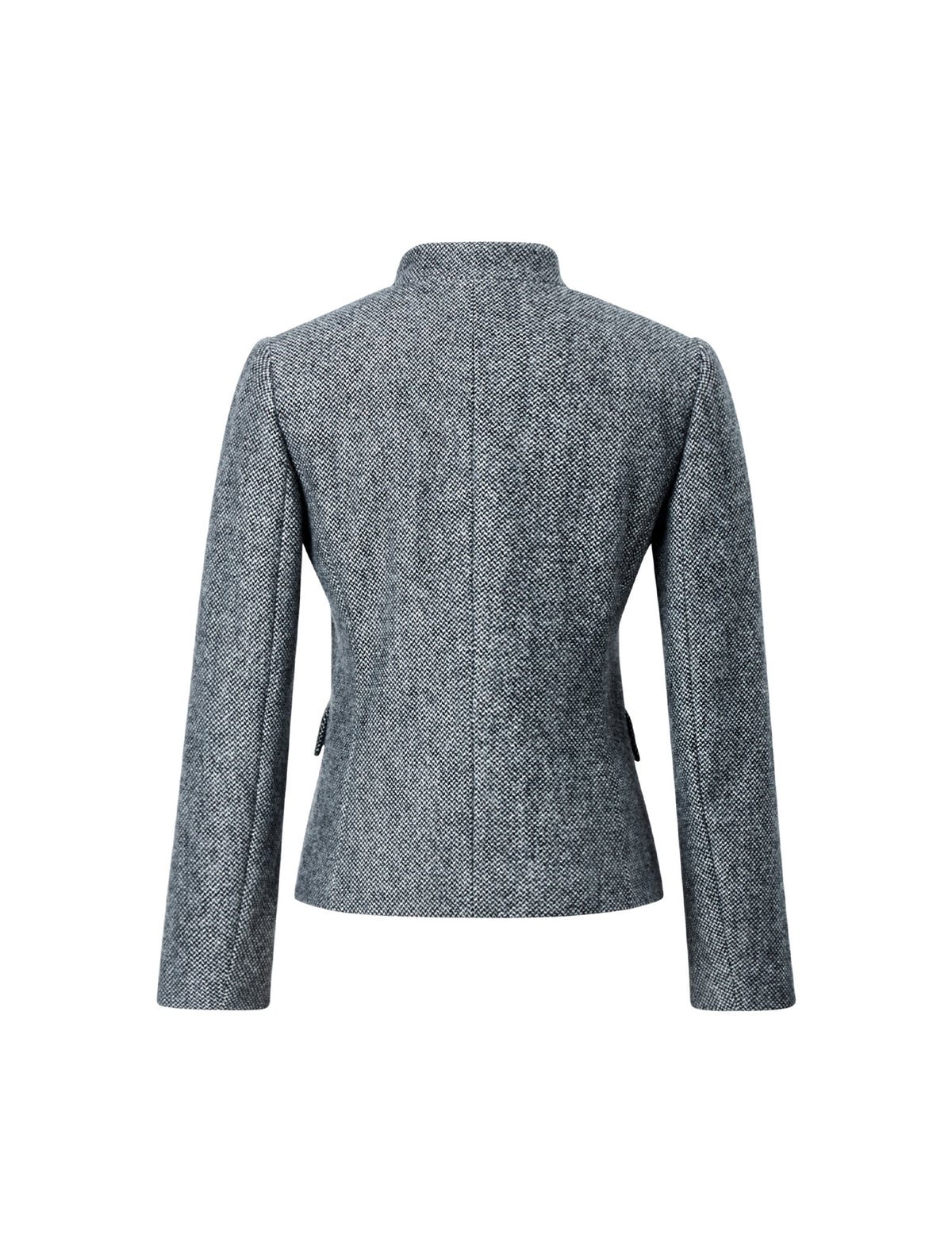 Wool Blend Mandarin Collar Cropped Jacket