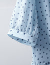 Light Blue Polka Dot Pleated Midi Dress