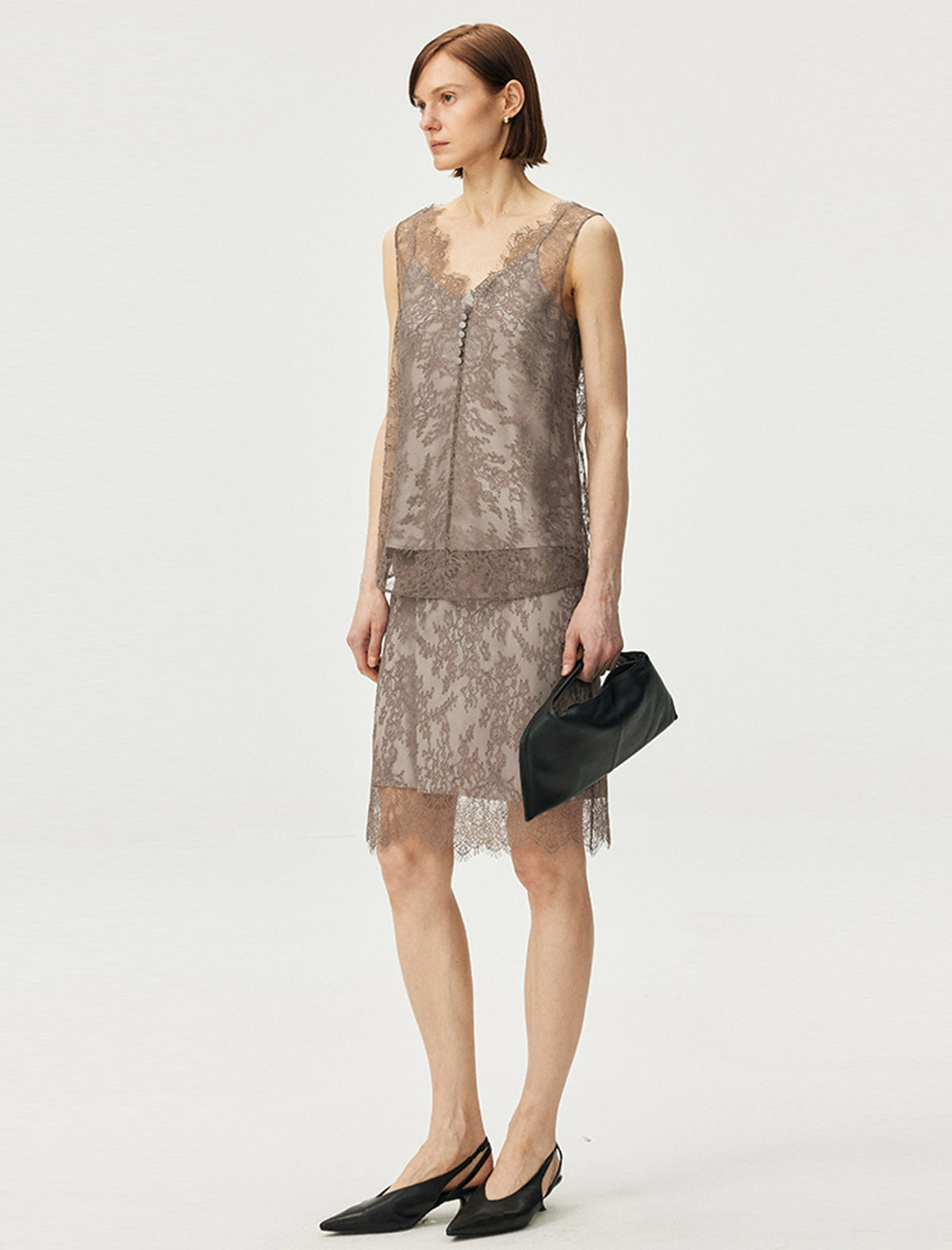 Sheer Lace Midi Skirt