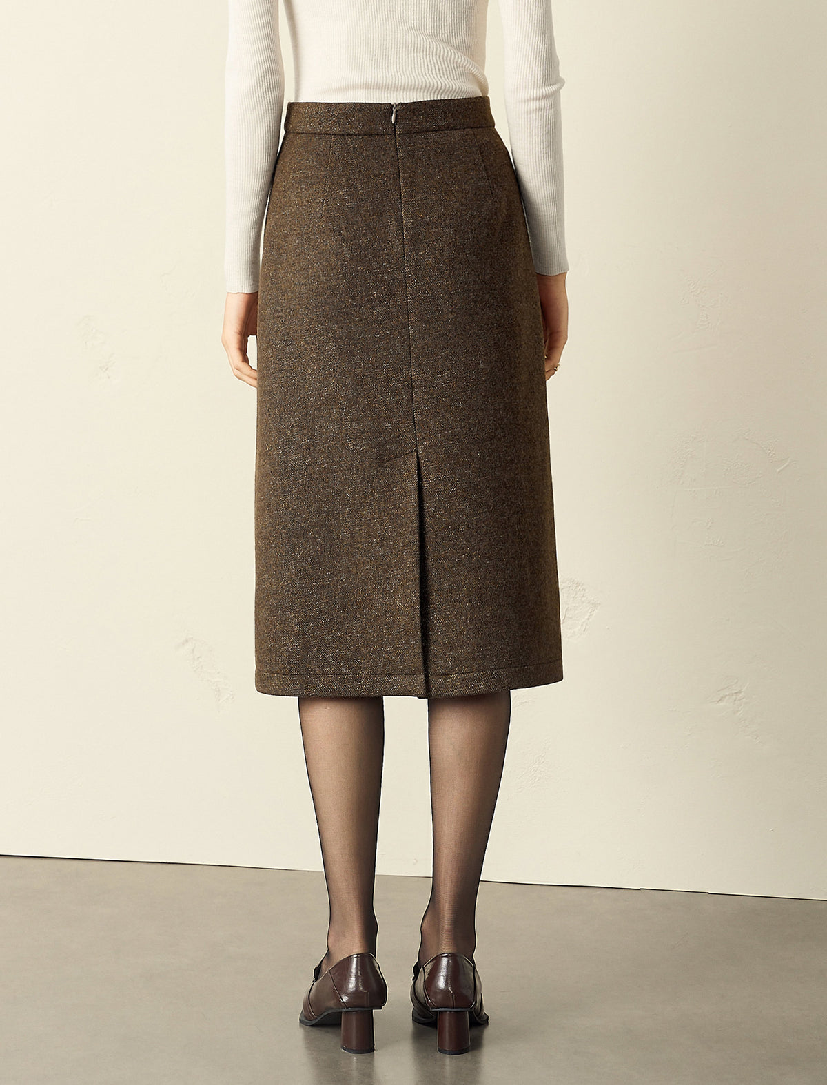 Wool Blend Midi Skirt