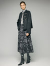 Wool Blend Frog-Button Fringe-Trim Stand-Collar Cropped Jacket