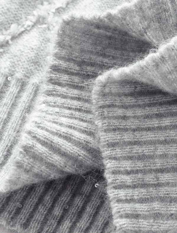 Mohair Sequins Diamond Knit Sweater