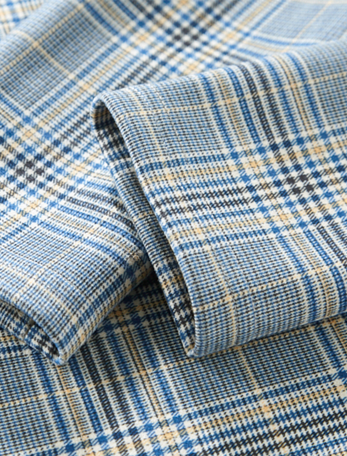 Blue Plaid Long Sleeve Midi Dress