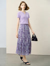 Purple Paisley Print Tiered Midi Skirt