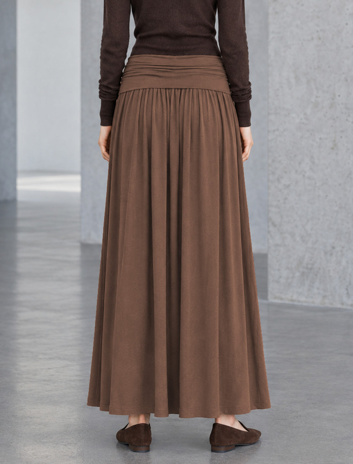 Ruched Waist Gathered A Line Maxi Skirt