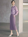 High Waist Tailored Straight Midi Skirt