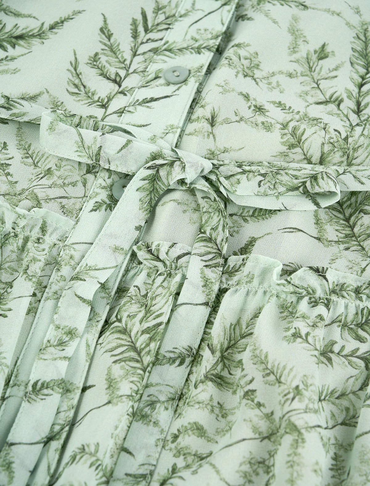 Plant Print Tiered Shirt Dress