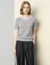 Beaded Open-Knit Short Sleeve Knit Top
