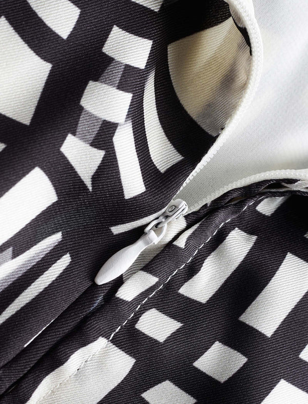 Geometric Print Pleated Midi Skirt