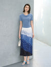 Ocean Breeze High-Waist Midi Skirt