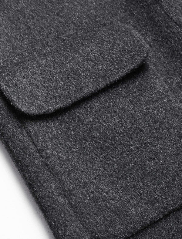 100% Wool Gray Double-Faced Lapel Mid-Length Coat
