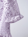Lace V-Neck Ruffle Detail Puff Sleeve Top
