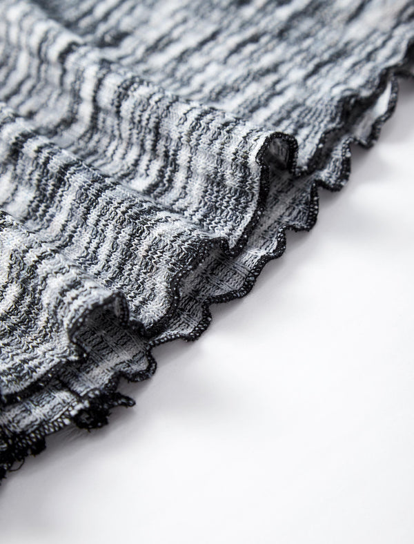 Gray V-Neck Slim Fit Long-Sleeve Knit Top