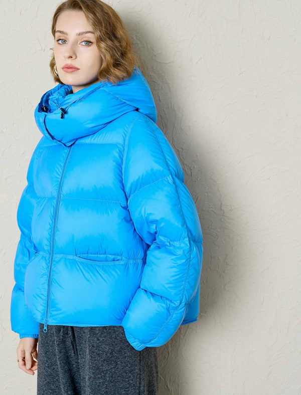 Hooded Cropped Down Jacket