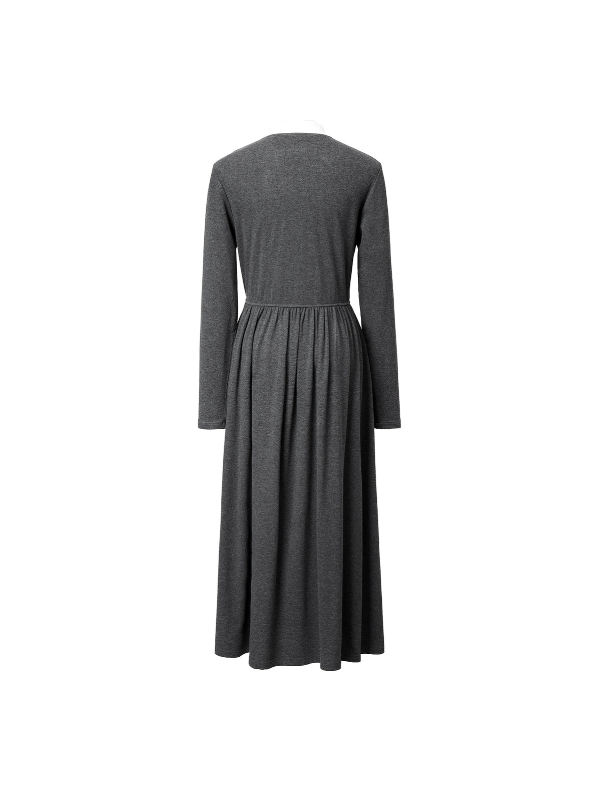 Contrast Collar Polo Knit Midi Dress