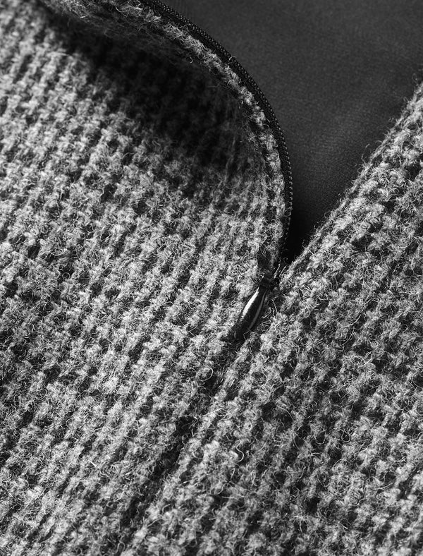 Wool Plaid Round Neck Sleeveless Vintage Midi Dress