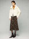 Textured Stand-Collar Zip-Front Cropped Puffer Jacket