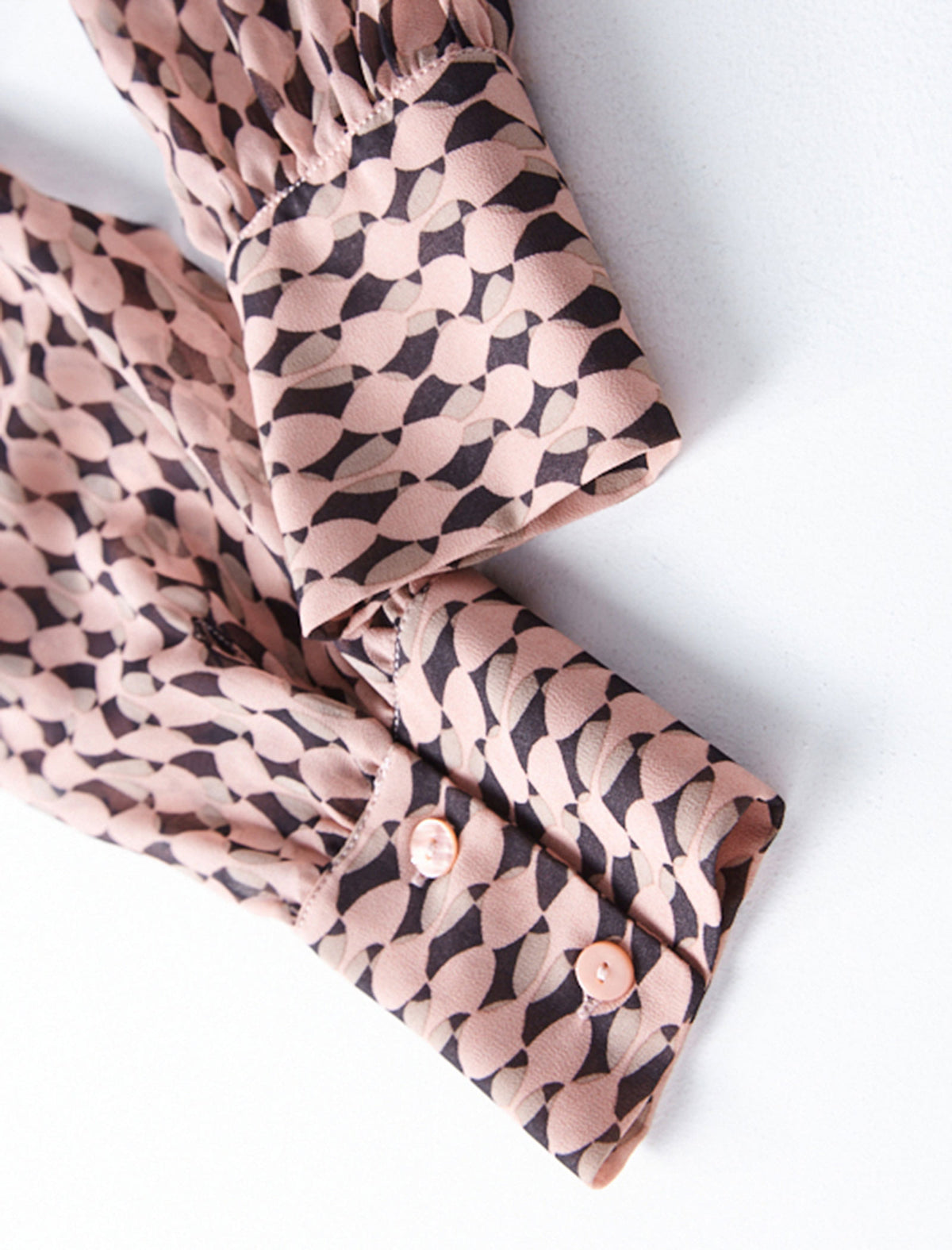 Geometric Print Tie Neck Blouse