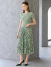 Abstract Print Pleated Midi Skirt