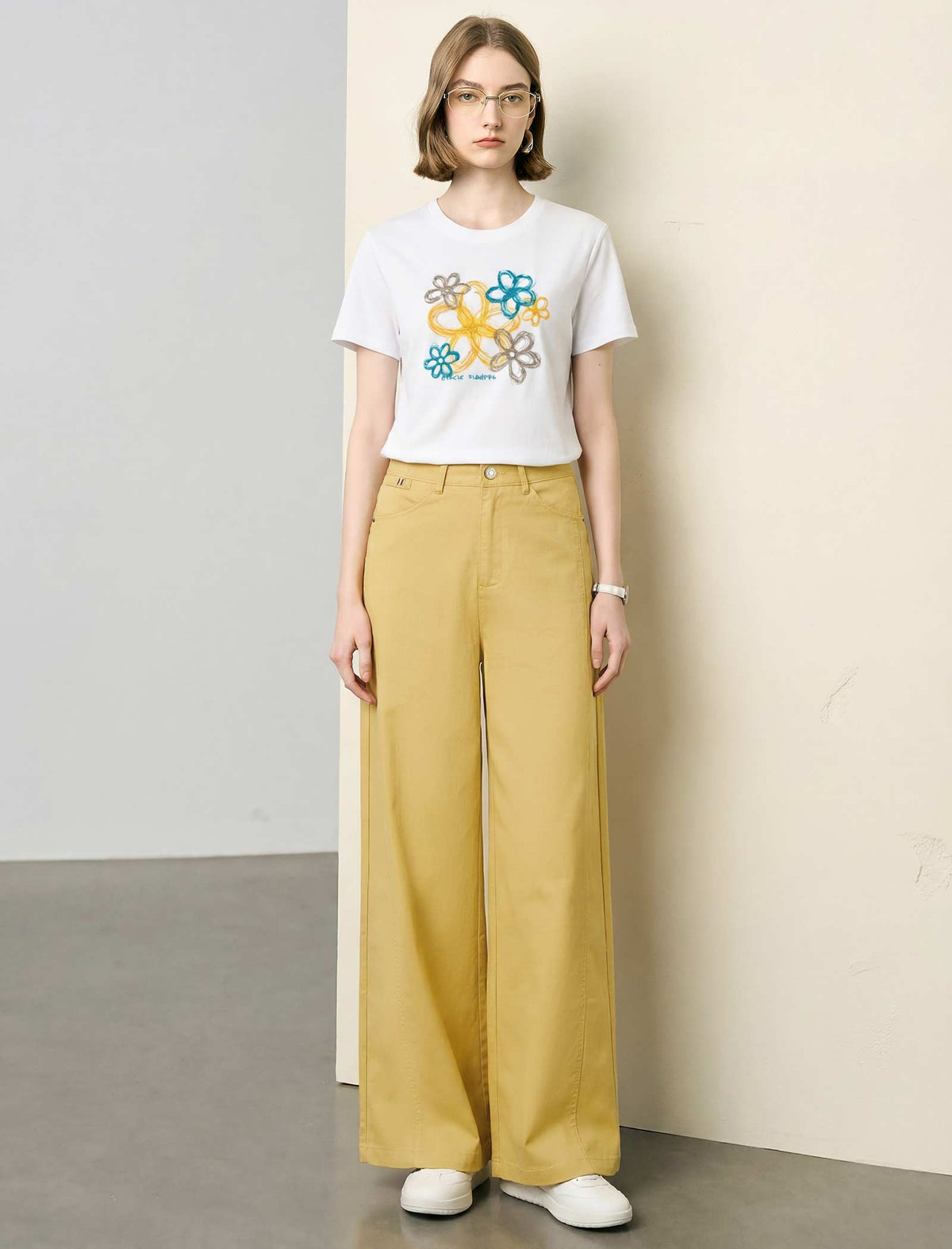 High Waisted Wide Leg Cotton Pants