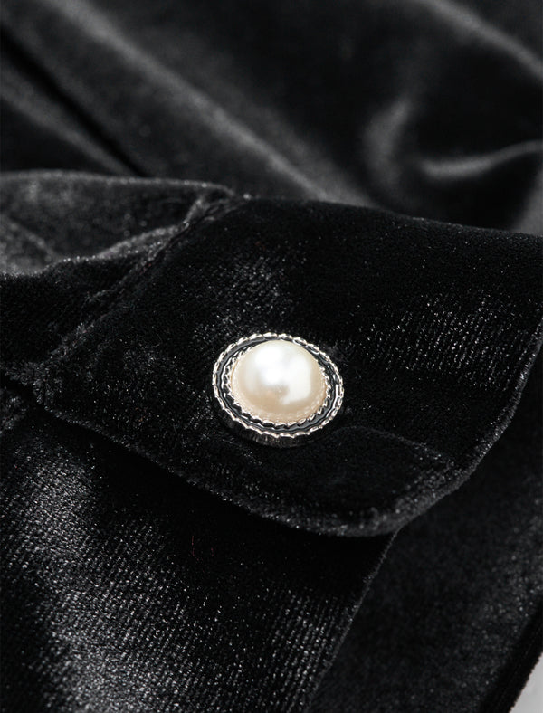 Black Velvet Sequin Midi Dress