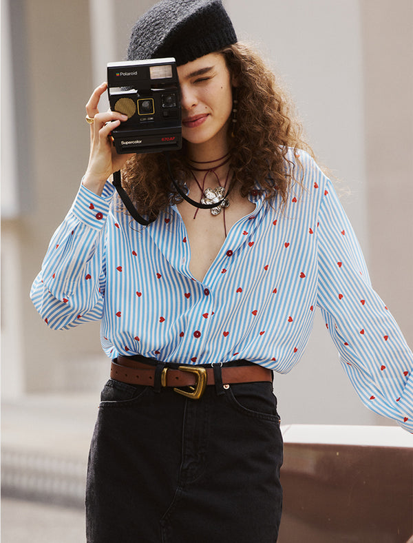 100% Mulberry Silk Print Blouse