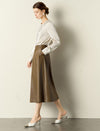 A-Line PU Leather Midi Skirt
