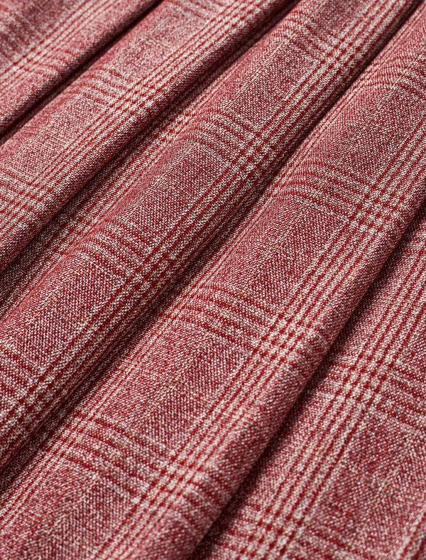 Red Plaid Pleated A-Line Midi Skirt