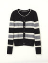 Black White Striped Loose Knit Sweater