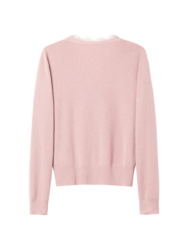 V-Neck Lace Detail Cardigan