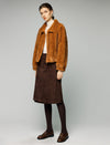Striped Collared Zip-Front Cropped Jacket