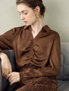Ruched Front Collared Shirt