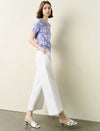 Lace Trim High Waist Cropped Wide Leg Pants