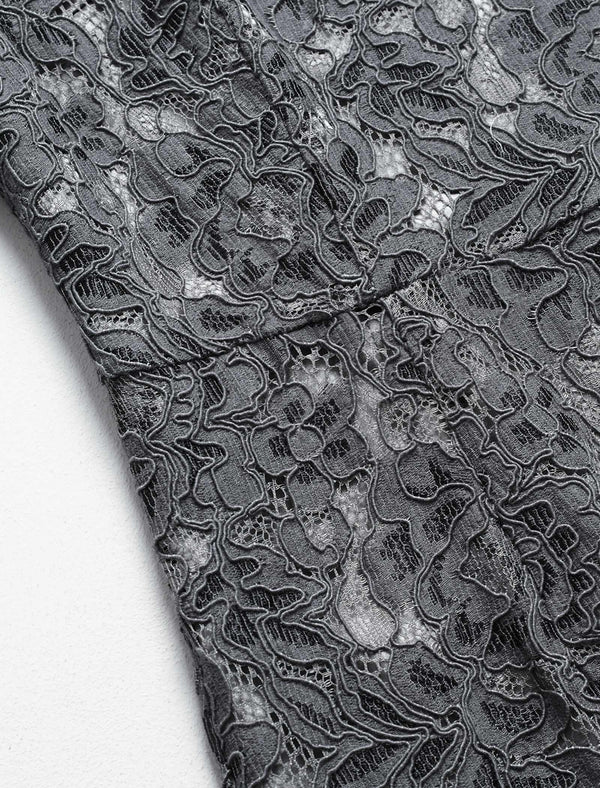 Lace Beaded Neckline Midi Dress