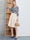 High-Waisted Slit A-Line Skirt