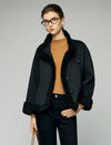 Wool Blend Contrast-Trim Button-Front Cropped Jacket