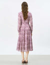 Mauve Pink Watercolor Print Midi Dress