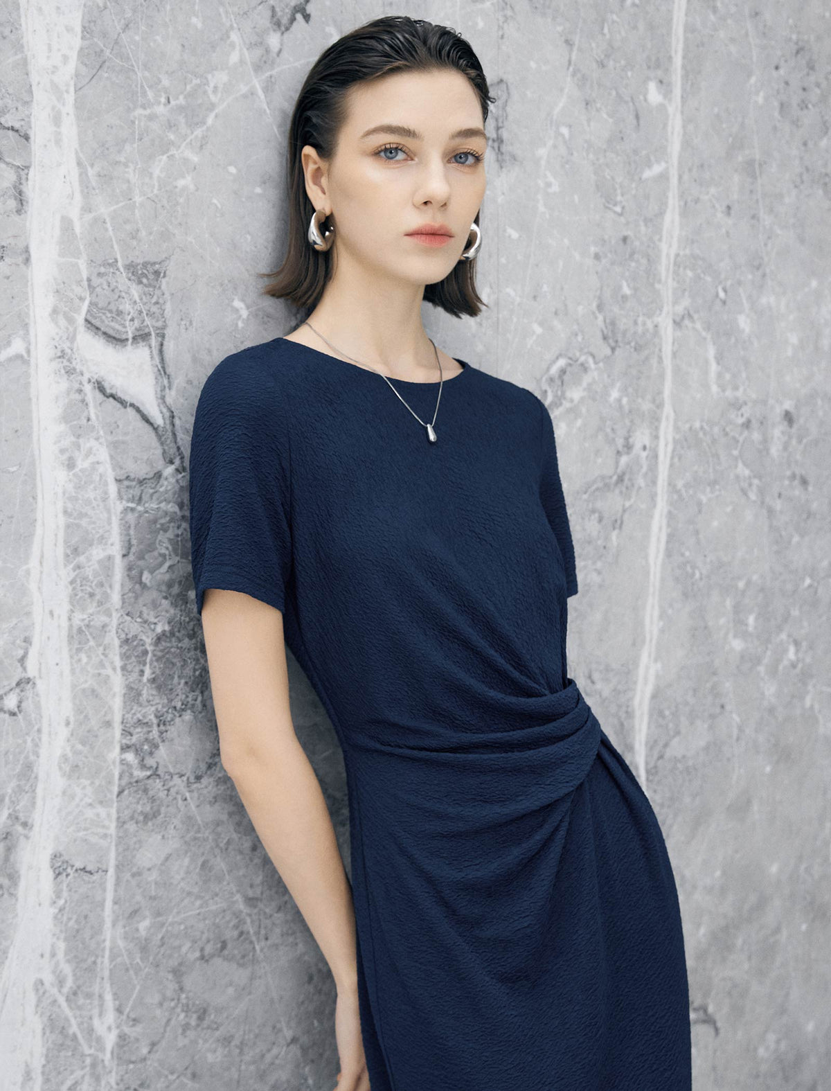 Knot-Waist Textured Maxi Dress