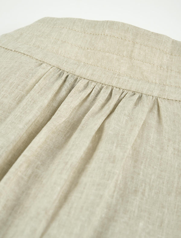 Linen Blend Tie-Neck Blouse