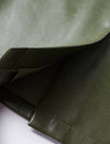 Olive Green Faux Leather Midi Skirt
