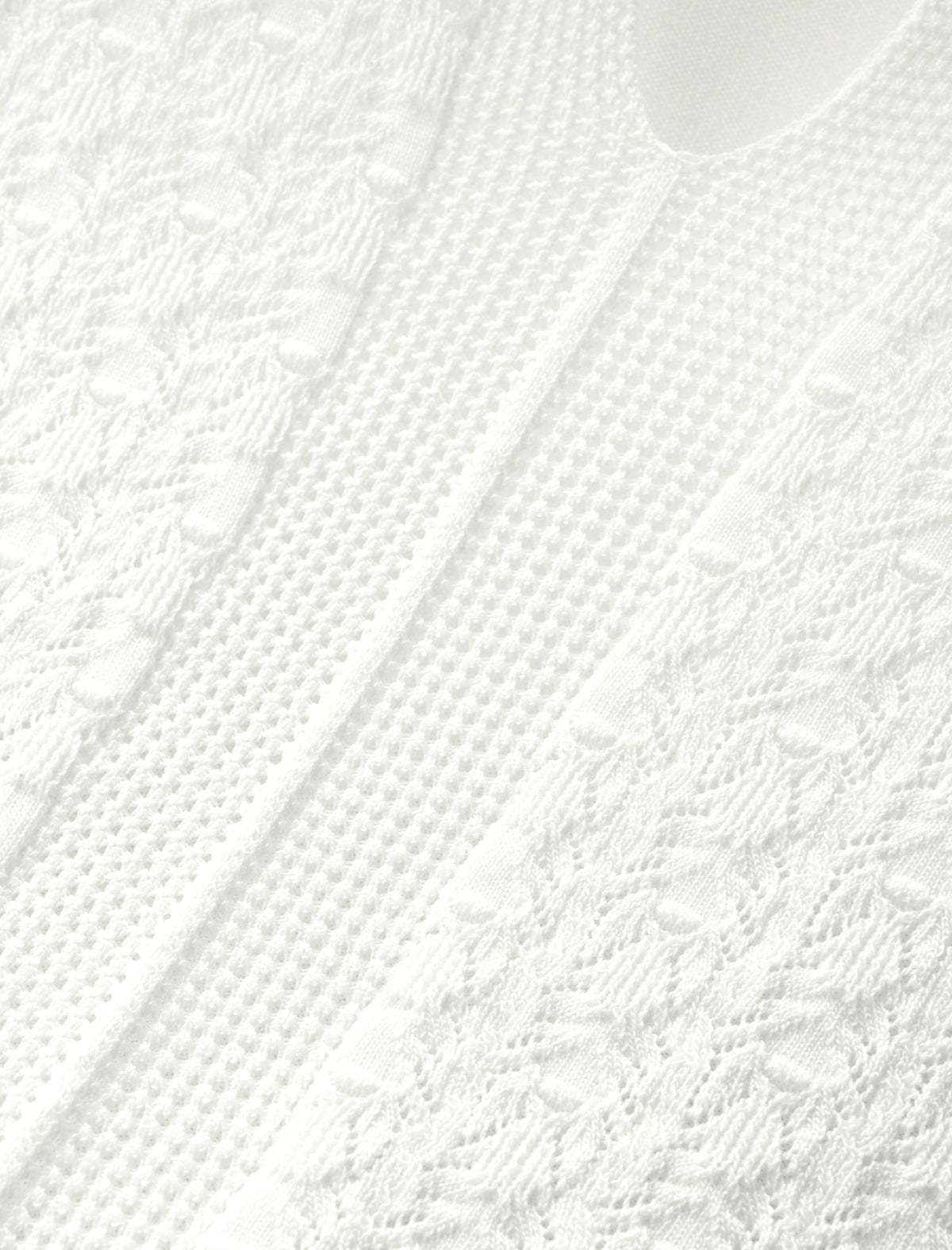 Tencel Eyelet Knit Tie-Neck Sweater