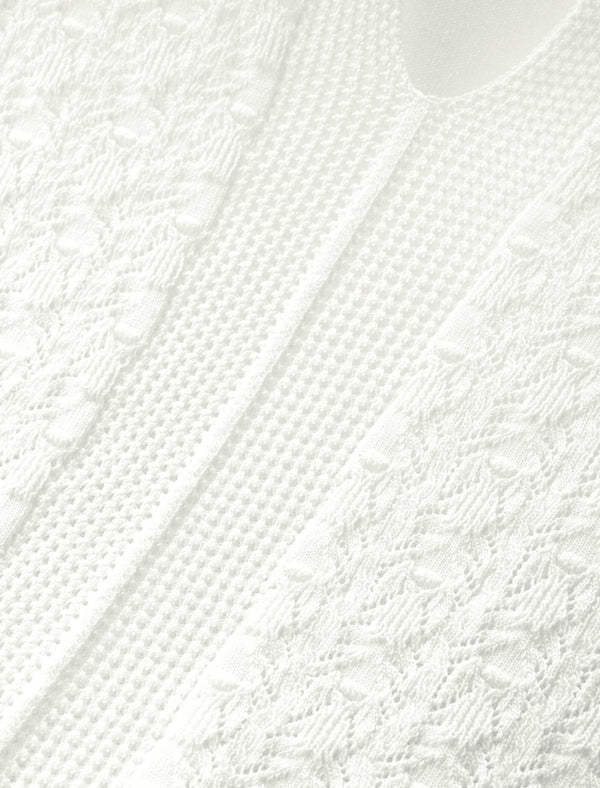 Tencel Eyelet Knit Tie-Neck Sweater