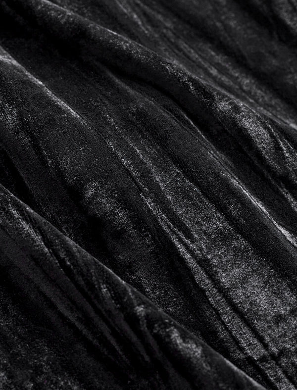 Black Velvet Embellished Button-Up Top