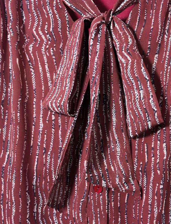 Chiffon Striped Bow Tie Blouse