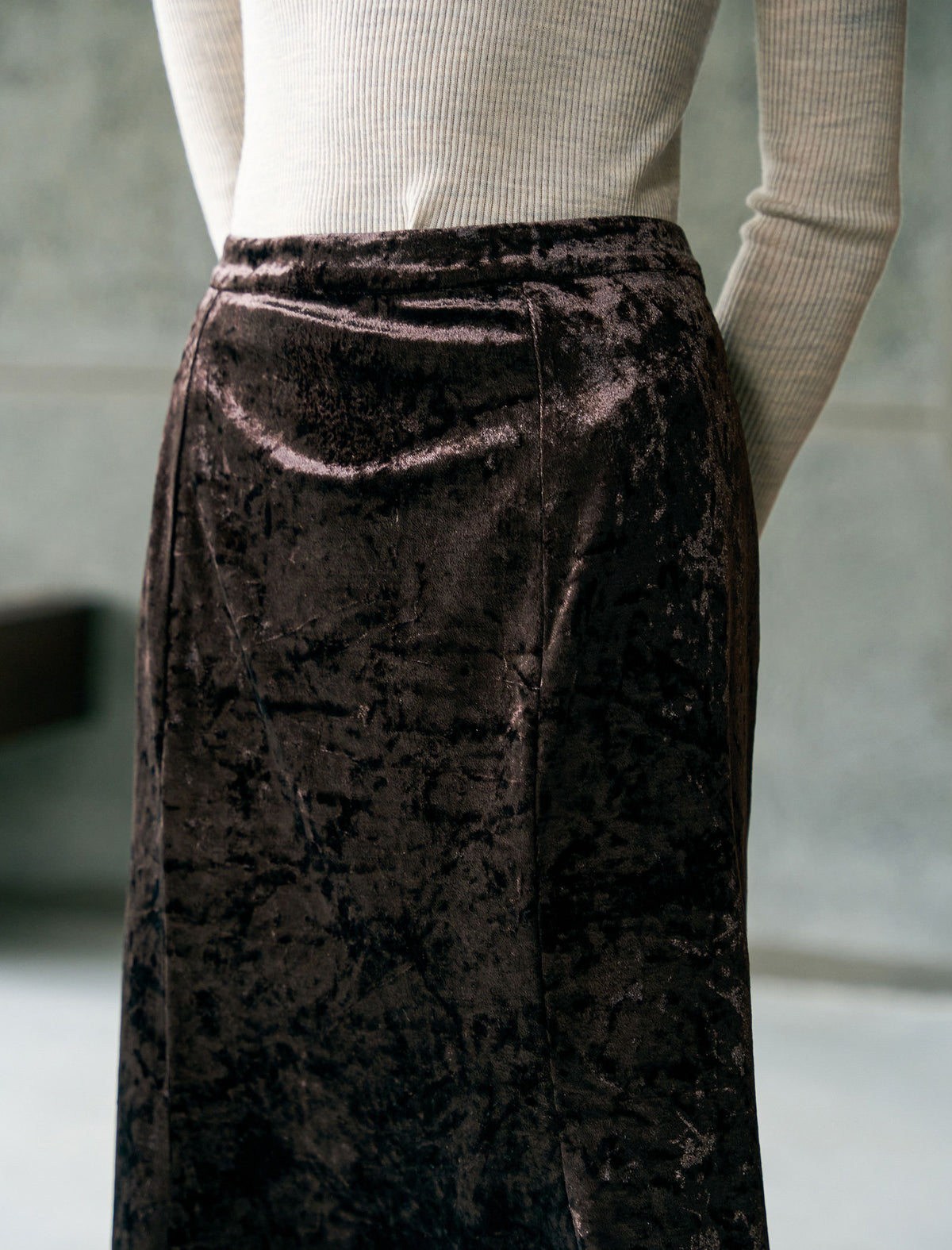Velvet Mermaid Midi Skirt