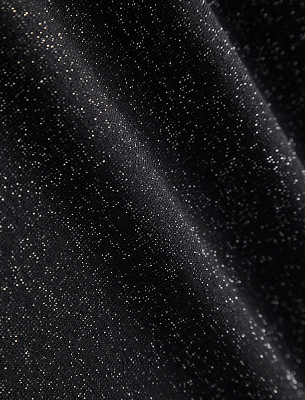 Glitter V-Neck Wrap Midi Dress