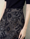 Lace Sequined Pencil Midi Skirt