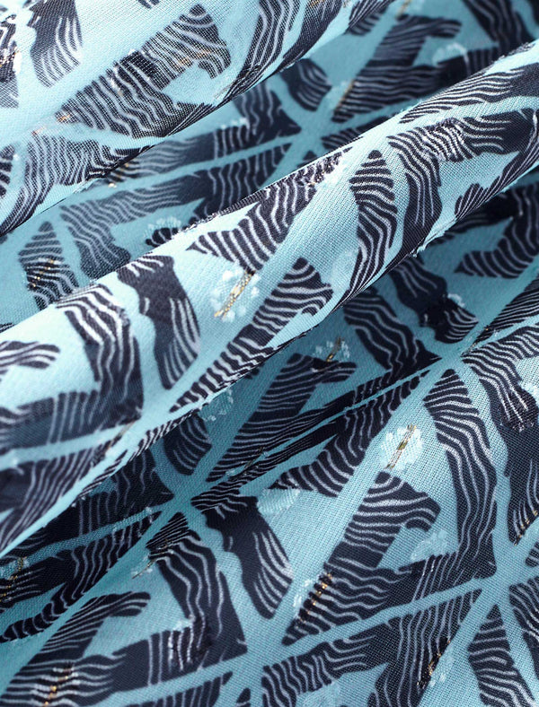 Geometric Print Bow Tie Blouse