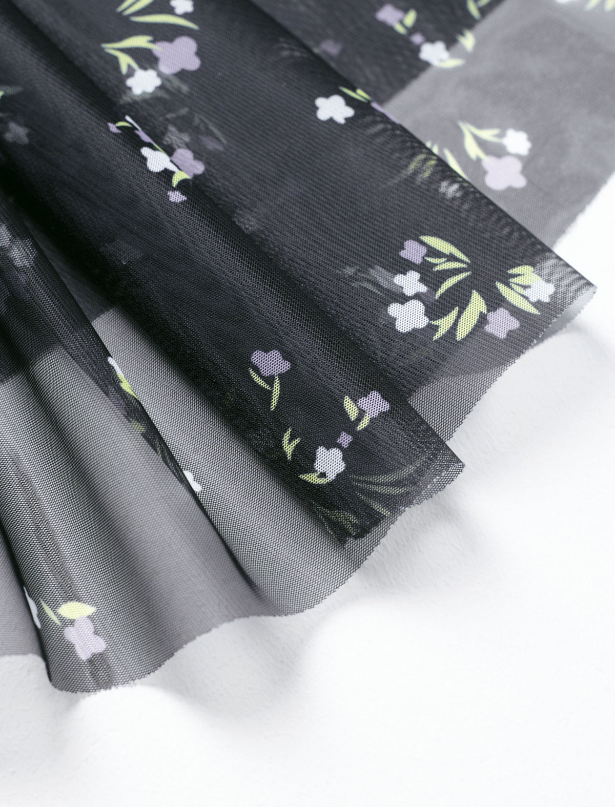 Black Mesh Floral Midi Skirt