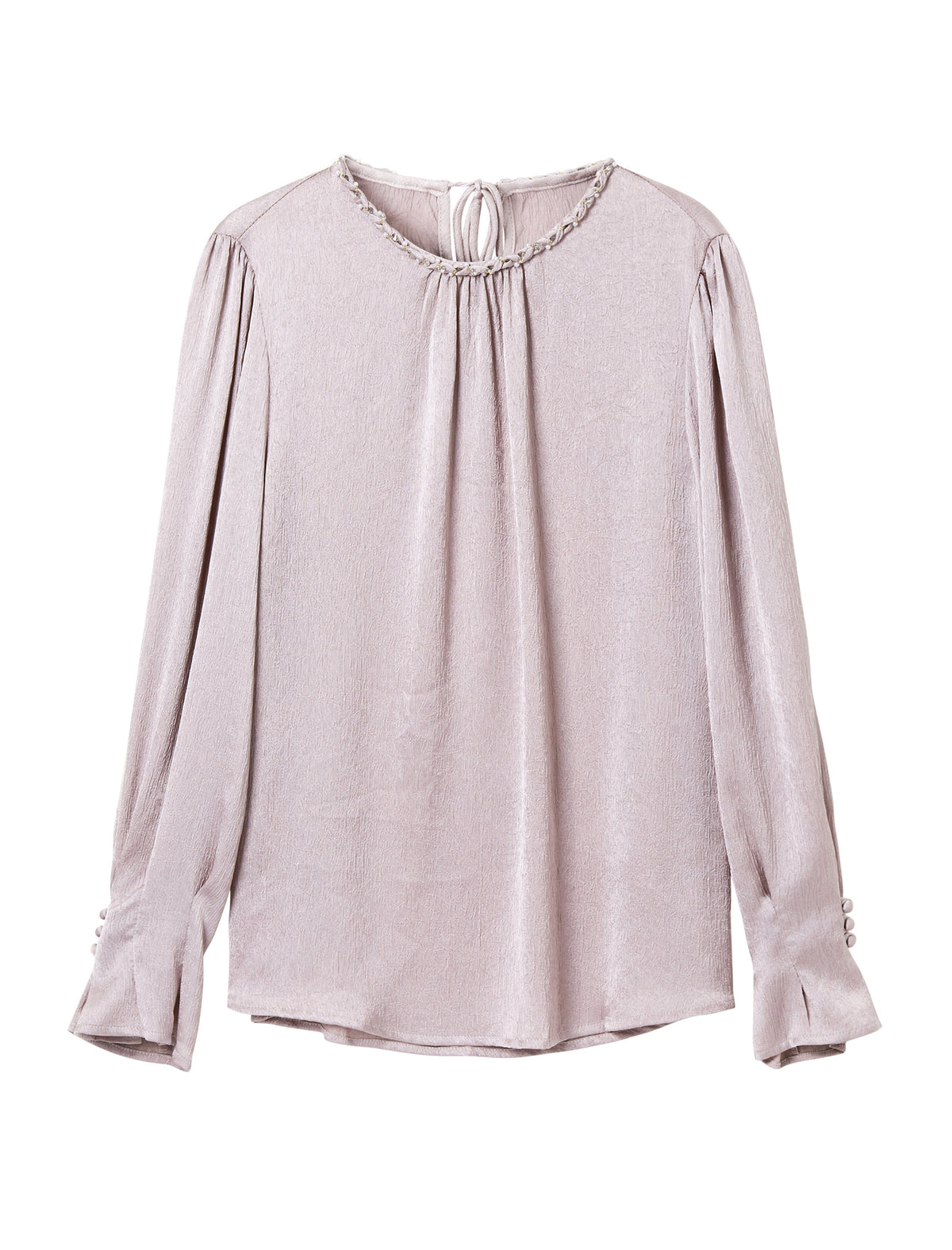 Embellished Neckline Textured Top